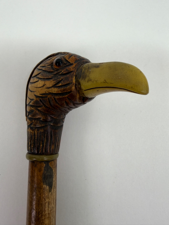 Just Added - Antique Victorian Carved Bird Head Child's Dress Cane Walking Stick 25'L (RSF) [Photo 5]