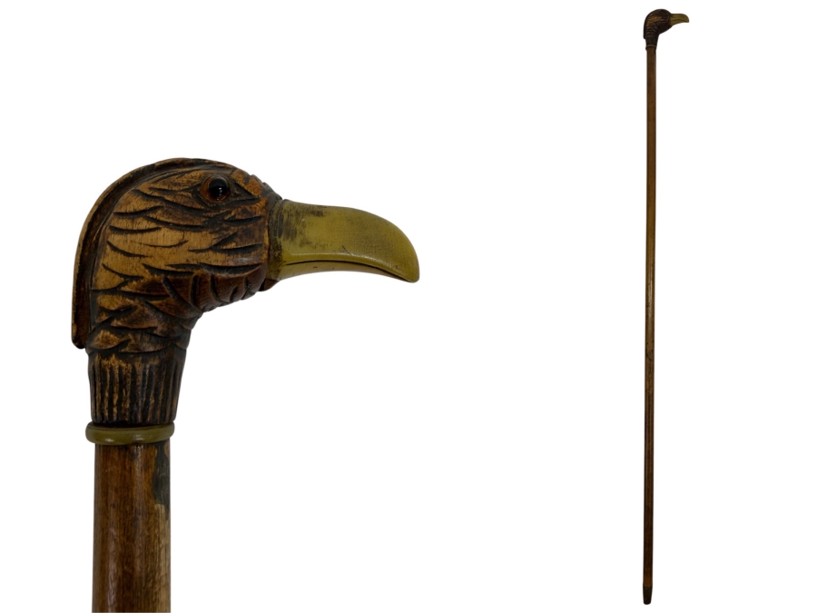 Just Added - Antique Victorian Carved Bird Head Child's Dress Cane Walking Stick 25'L (RSF)