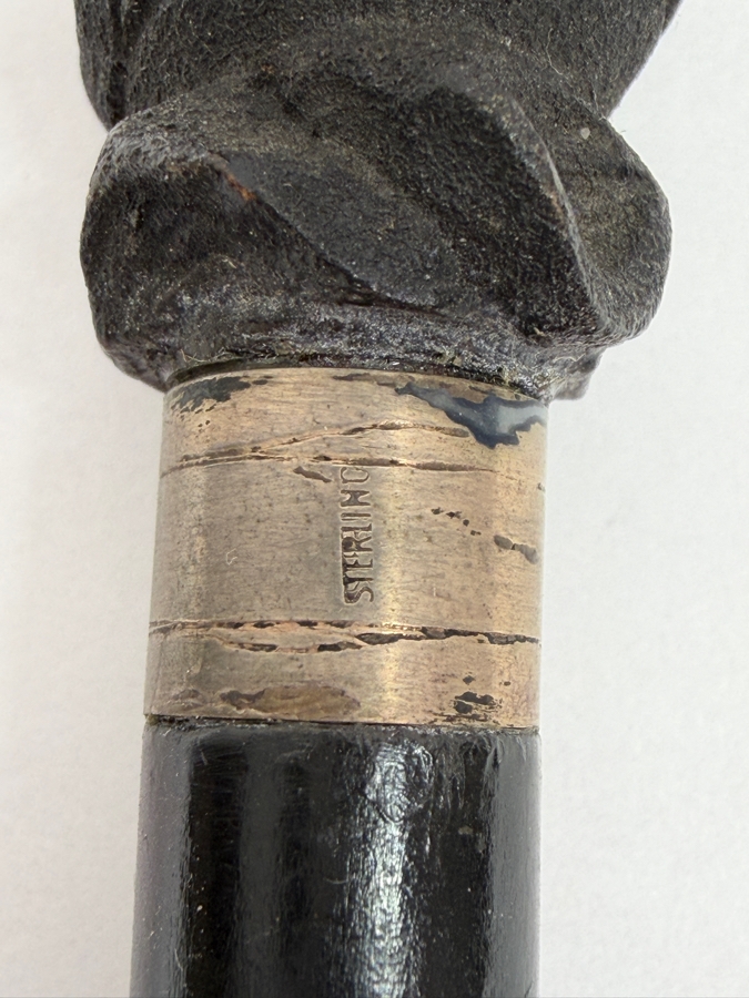 Just Added - Antique Victorian Carved Head Child's Dress Cane Walking Stick With Sterling Silver Ornamentation 25'L (RSF) [Photo 7]