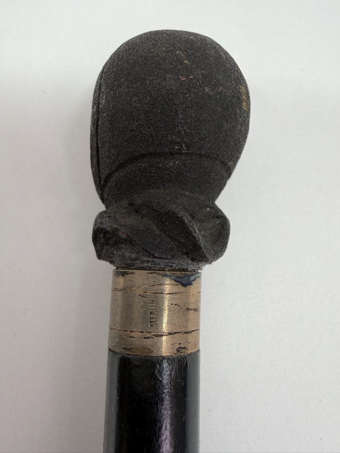 Just Added - Antique Victorian Carved Head Child's Dress Cane Walking Stick With Sterling Silver Ornamentation 25'L (RSF) [Photo 6]