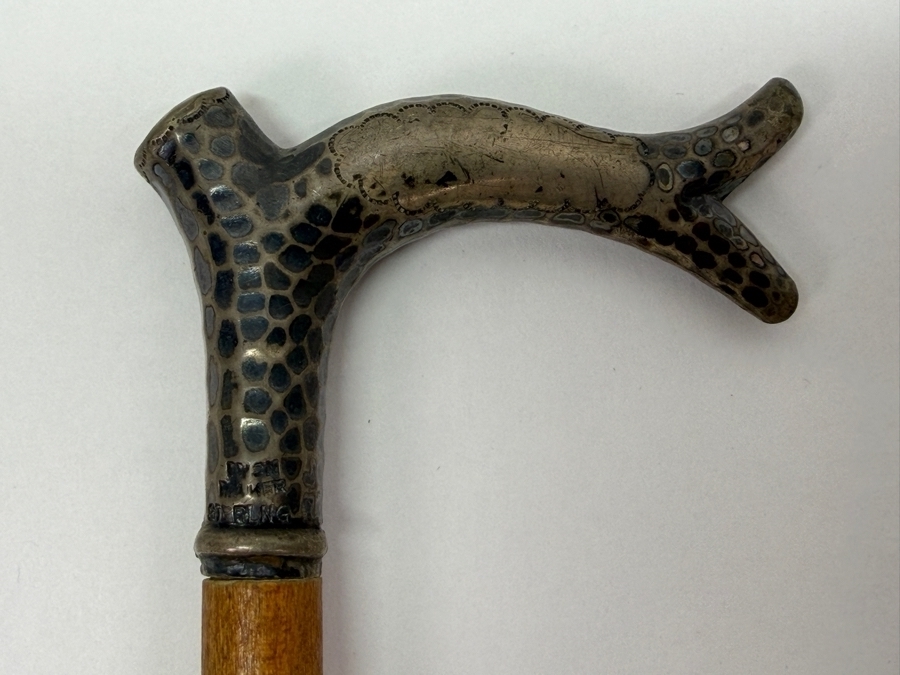 Just Added - Antique Victorian Sterling Silver Handle Child's Dress Cane Walking Stick 25'L (RSF) [Photo 8]