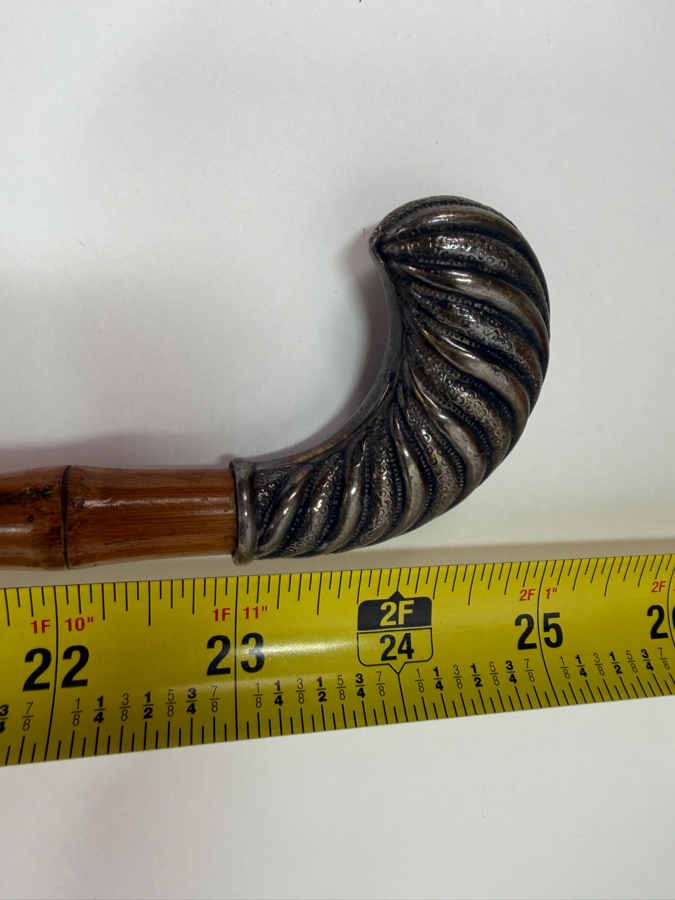 Just Added - Antique Victorian Silverplate Handle Child's Dress Cane Walking Stick 25'L (RSF) [Photo 7]