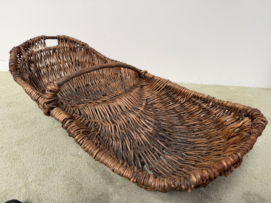Just Added - Large Antique French Grape Harvest Basket 44L X 20D X 14H (RSF) [Photo 3]