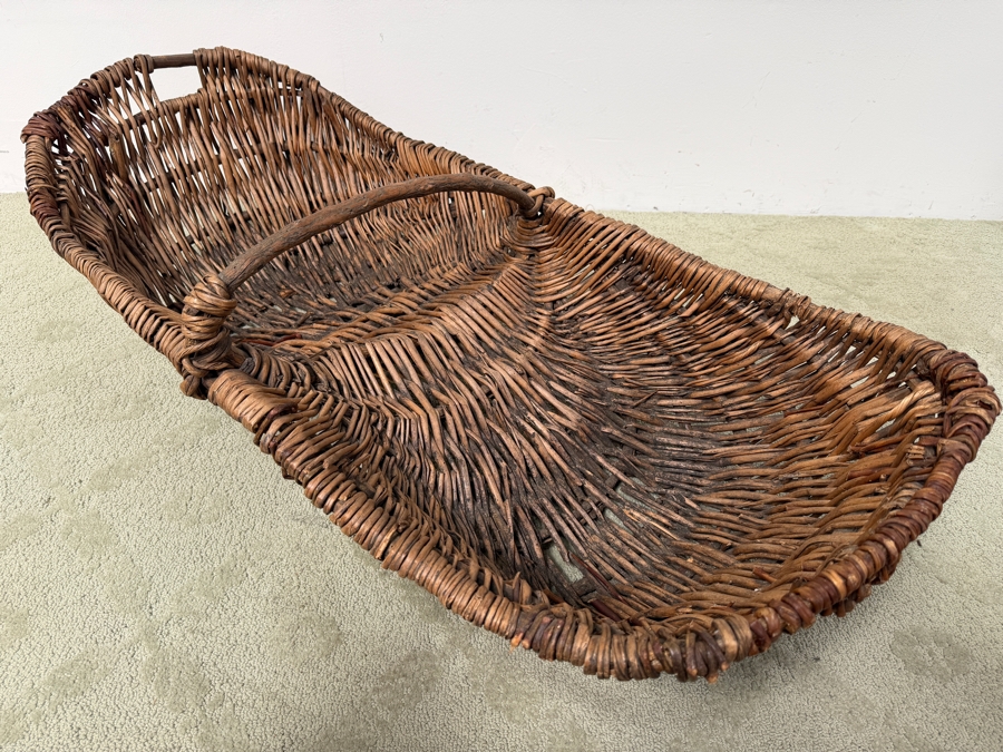 Just Added - Large Antique French Grape Harvest Basket 44L X 20D X 14H (RSF) [Photo 4]