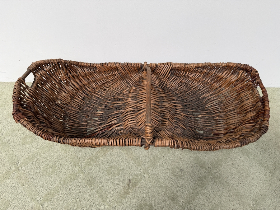 Just Added - Large Antique French Grape Harvest Basket 44L X 20D X 14H (RSF) [Photo 2]