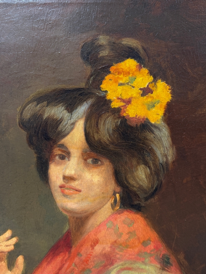 Just Added - Original Antique Oil Painting On Canvas Artist Unknown 16 X 20 In Gilt Antique Frame 24.5 X 28.5 (RSF) [Photo 5]