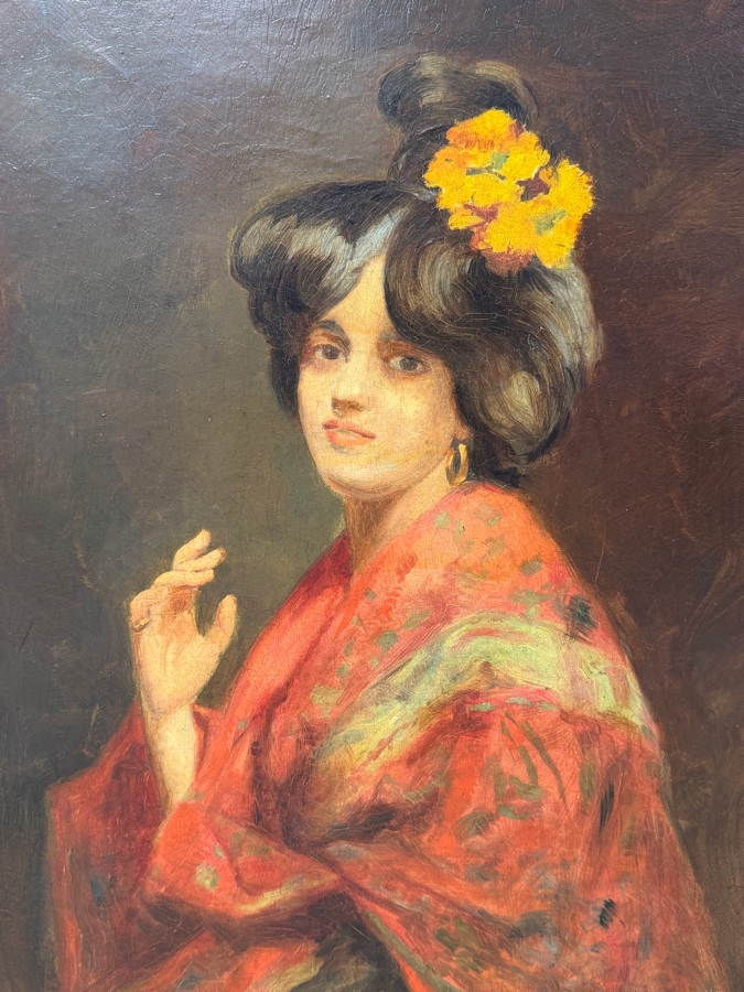 Just Added - Original Antique Oil Painting On Canvas Artist Unknown 16 X 20 In Gilt Antique Frame 24.5 X 28.5 (RSF) [Photo 6]