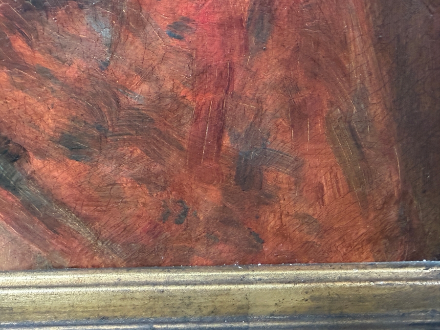 Just Added - Original Antique Oil Painting On Canvas Artist Unknown 16 X 20 In Gilt Antique Frame 24.5 X 28.5 (RSF) [Photo 8]