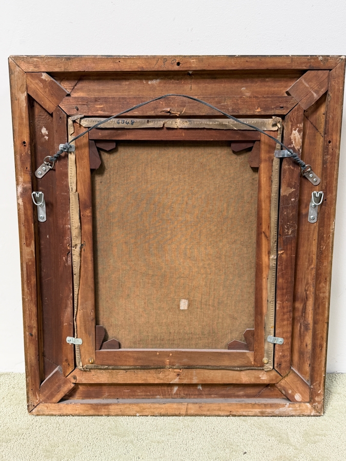 Just Added - Original Antique Oil Painting On Canvas Artist Unknown 16 X 20 In Gilt Antique Frame 24.5 X 28.5 (RSF) [Photo 9]