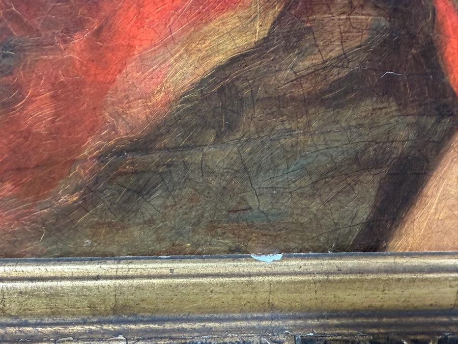 Just Added - Original Antique Oil Painting On Canvas Artist Unknown 16 X 20 In Gilt Antique Frame 24.5 X 28.5 (RSF) [Photo 7]