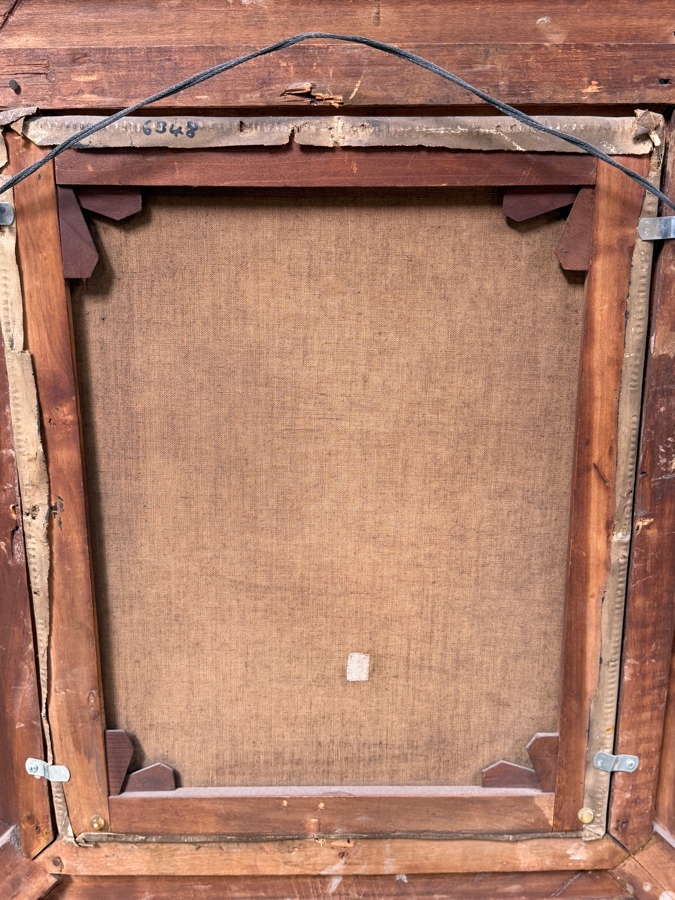 Just Added - Original Antique Oil Painting On Canvas Artist Unknown 16 X 20 In Gilt Antique Frame 24.5 X 28.5 (RSF) [Photo 10]