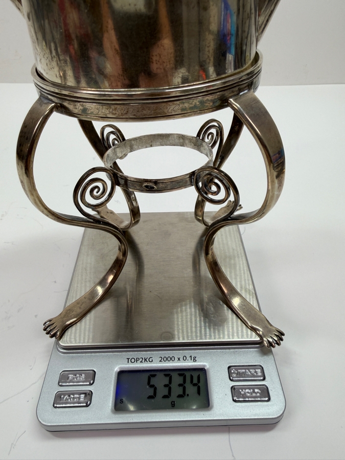 Just Added - Antique 19th Century (1810) Hallmarked Austrian .800+ Silver Coffee Pot With Spirit Burner Weighs 600g (CBAD) [Photo 32]