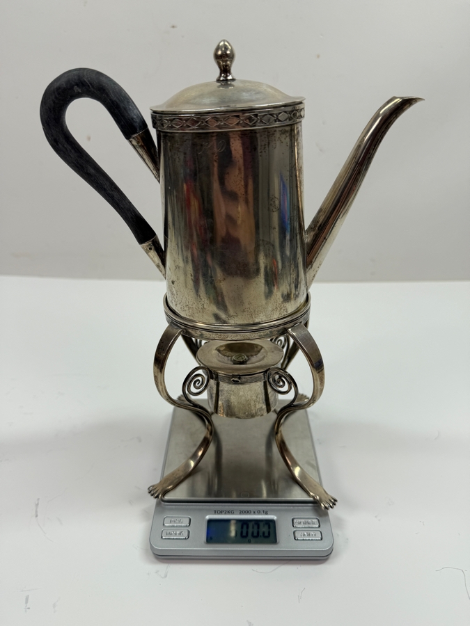 Just Added - Antique 19th Century (1810) Hallmarked Austrian .800+ Silver Coffee Pot With Spirit Burner Weighs 600g (CBAD) [Photo 31]