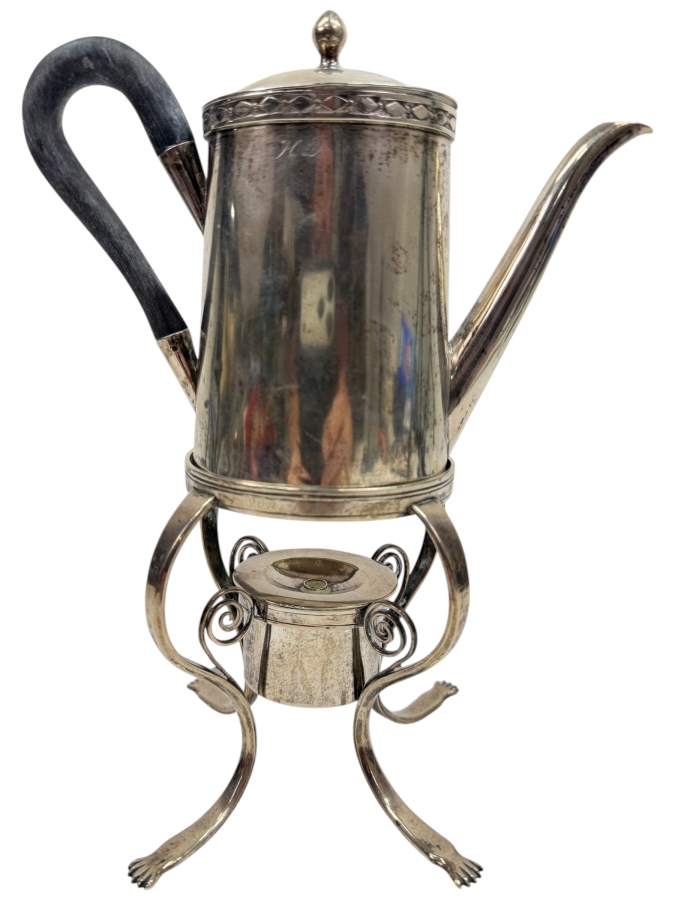 Just Added - Antique 19th Century (1810) Hallmarked Austrian .800+ Silver Coffee Pot With Spirit Burner Weighs 600g (CBAD)