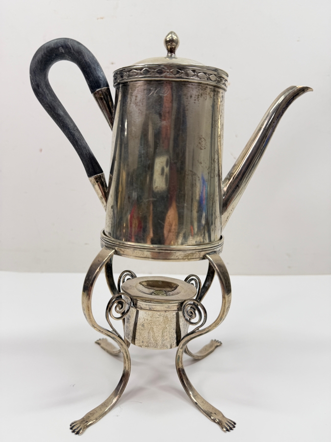 Just Added - Antique 19th Century (1810) Hallmarked Austrian .800+ Silver Coffee Pot With Spirit Burner Weighs 600g (CBAD) [Photo 2]