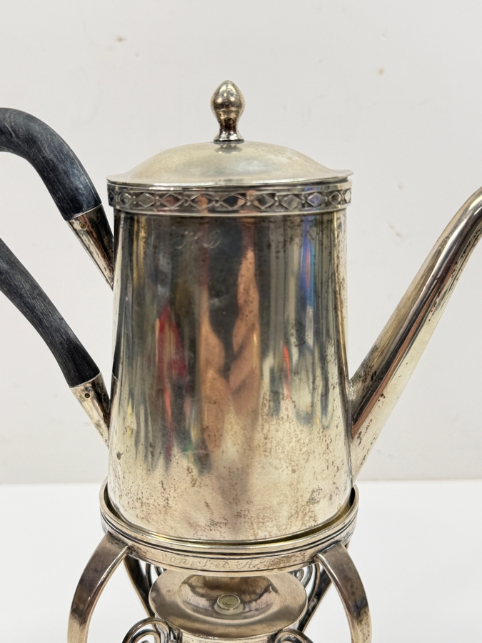 Just Added - Antique 19th Century (1810) Hallmarked Austrian .800+ Silver Coffee Pot With Spirit Burner Weighs 600g (CBAD) [Photo 3]