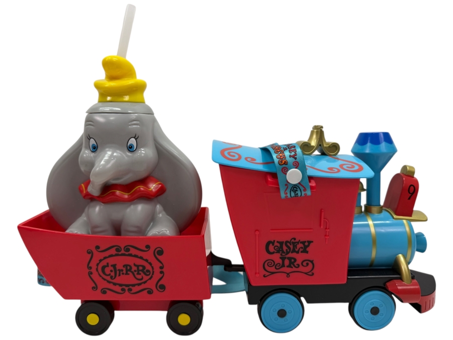 Disney Parks Casey Jr. Train Popcorn Bucket And Dumbo Premium Sipper Cup 2019 Limited Edition Set 13'L