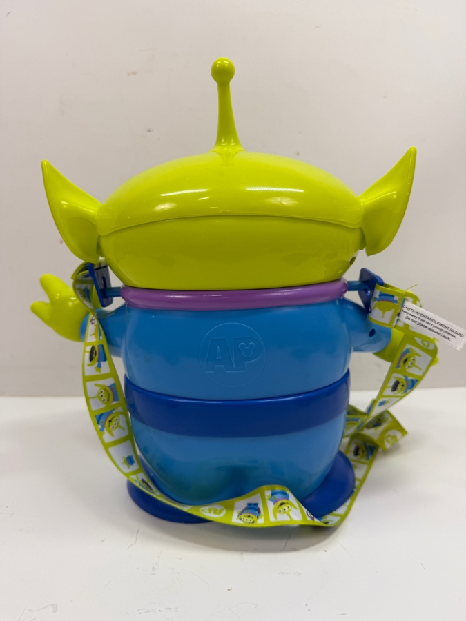 Disney Parks Pixar Toy Story Pizza Planet Little Green Alien Souvenir Popcorn Bucket With Detachable Carrying Strap 11.5'H [Photo 3]