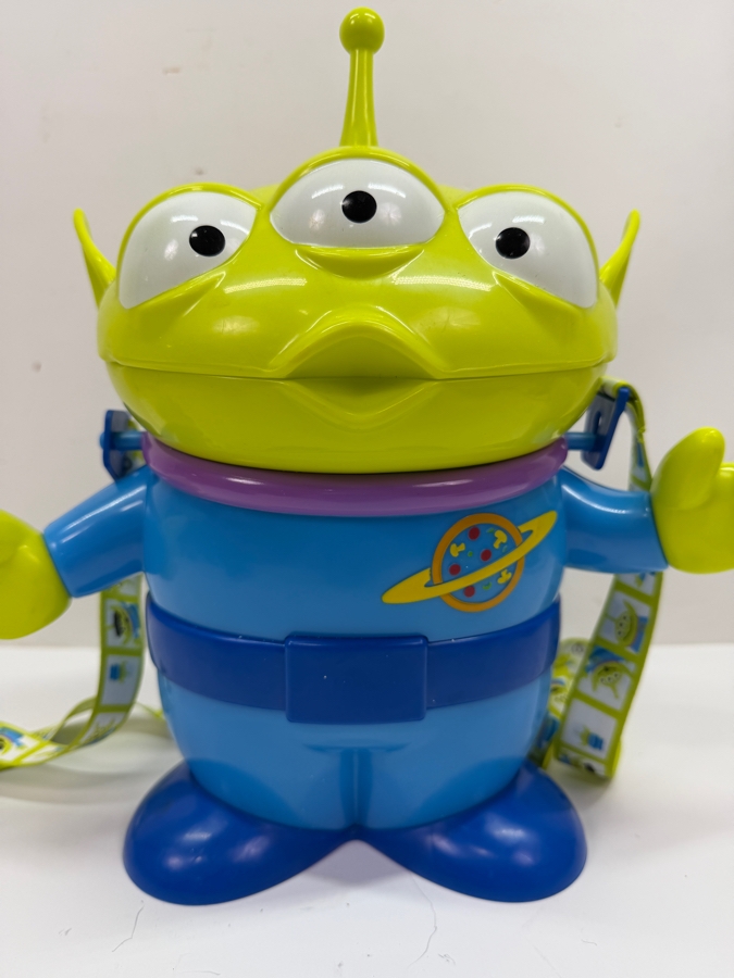 Disney Parks Pixar Toy Story Pizza Planet Little Green Alien Souvenir Popcorn Bucket With Detachable Carrying Strap 11.5'H [Photo 2]