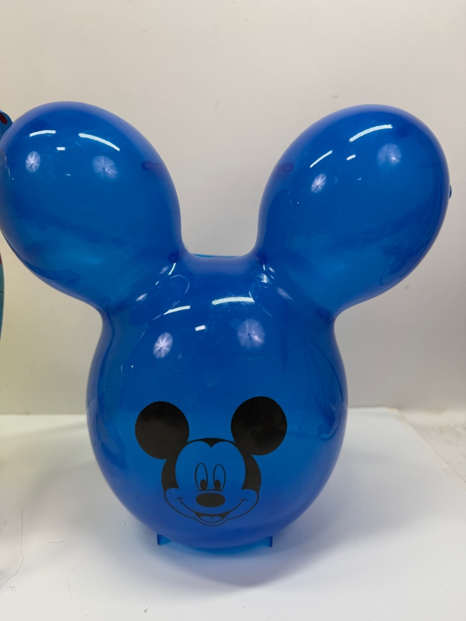 Disney Parks Yellow And Blue Mickey Mouse Balloon Popcorn Buckets - 2018-2021 Signature Souvenir Set With Colorful Lanyard 10'H [Photo 3]
