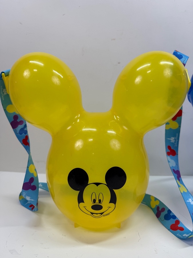 Disney Parks Yellow And Blue Mickey Mouse Balloon Popcorn Buckets - 2018-2021 Signature Souvenir Set With Colorful Lanyard 10'H [Photo 2]
