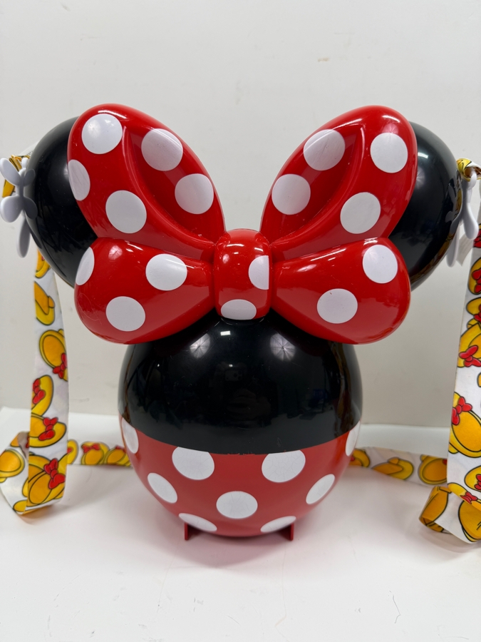 Disney Parks Minnie Mouse 90th Anniversary Balloon Popcorn Bucket & Classic Mickey Mouse Icon Souvenir Bucket With Character Lanyards 10.5'H [Photo 2]