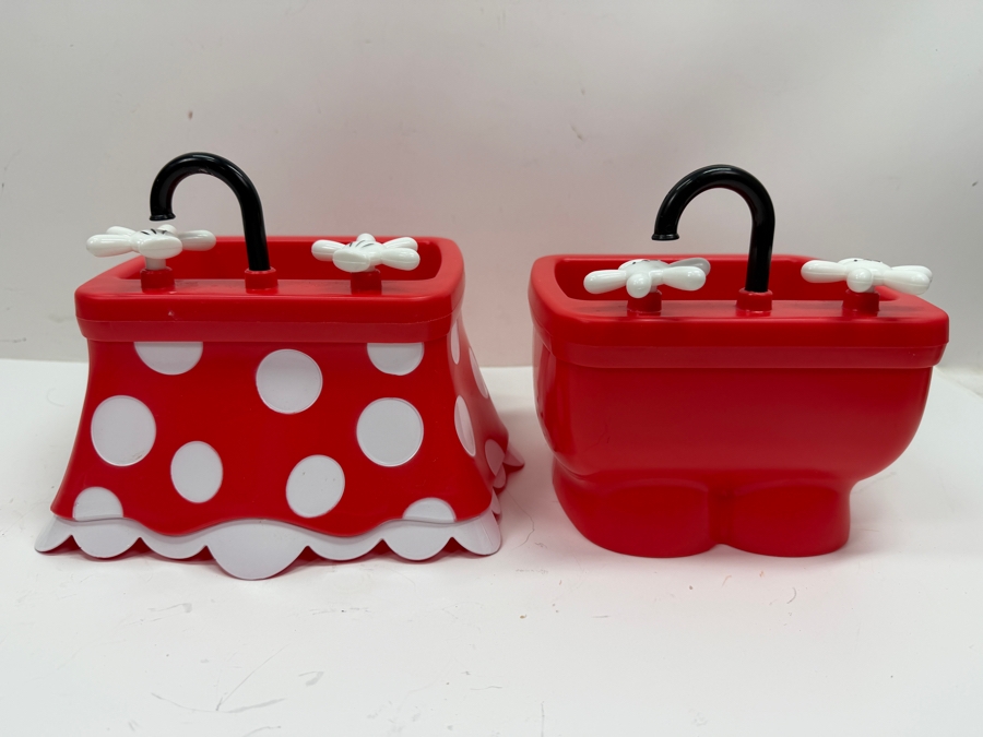 Disney Parks Mickey Mouse Red Pants & Minnie Mouse Skirt Ice Cream Kitchen Sink Souvenir Sundae Containers 5'H [Photo 3]