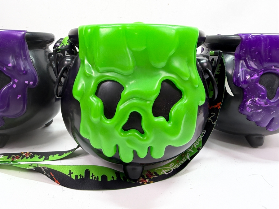 Disney Parks Halloween Poison Apple Cauldron Light-Up Popcorn Buckets - 2018 Green Edition & 2019 AP Exclusive Purple Edition 7'H [Photo 2]