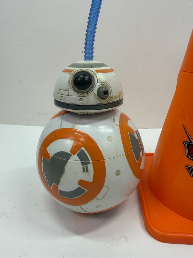 Disney Parks Souvenir Sipper Set - BB-8 Droid, Cars Land Cozy Cone & Pirates Of The Caribbean Skeleton Captain Stein 10' - 11'H [Photo 4]