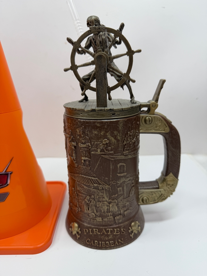Disney Parks Souvenir Sipper Set - BB-8 Droid, Cars Land Cozy Cone & Pirates Of The Caribbean Skeleton Captain Stein 10' - 11'H [Photo 3]