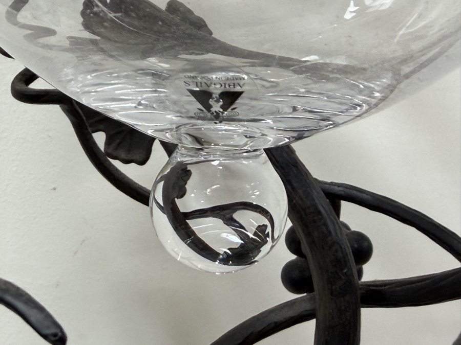 Just Added - Wrought Iron Vine And Grape Floor Candelabra With Glass Hurricane Vase 34'H [Photo 6]