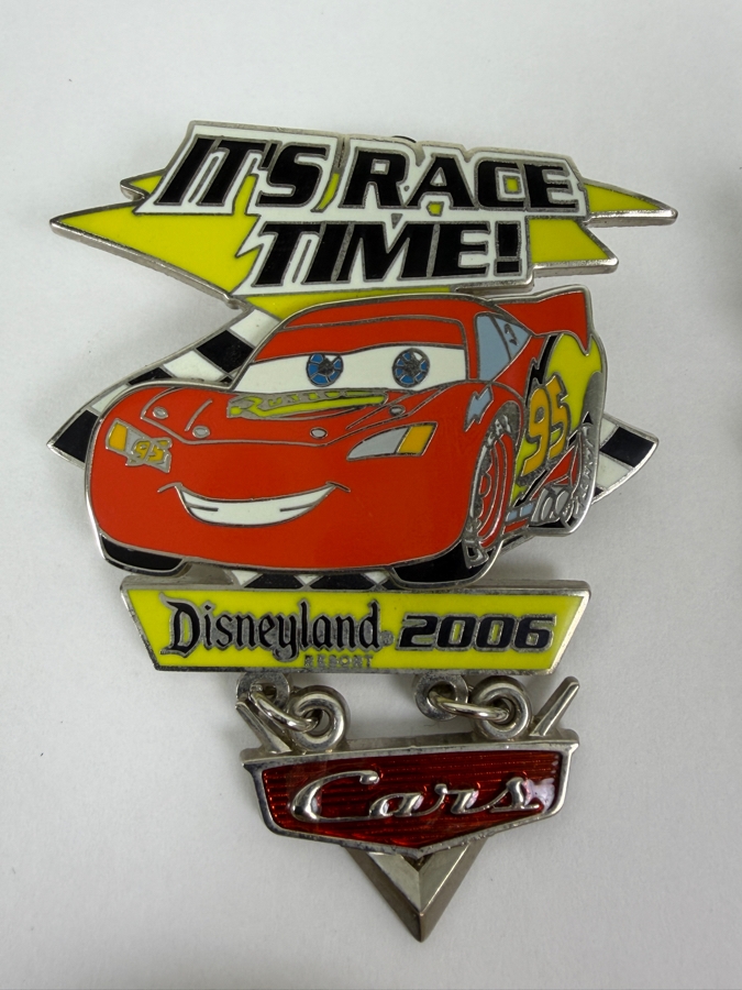 Disney Parks Limited Edition Pin Collection - Disneyland 2006 Lightning McQueen Opening Day, Seven Dwarfs 4th Of July 2004, Goofy #1 Presidents Day & Americana Mickey And Minnie Motorcycle [Photo 2]