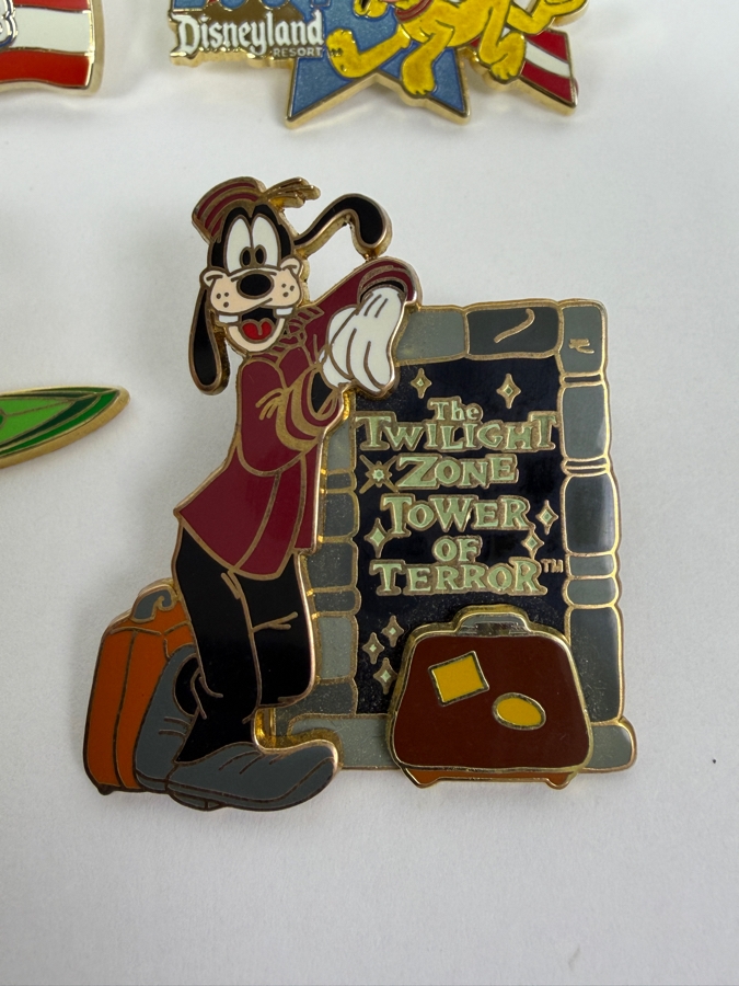 Disney Parks Limited Edition Holiday Pin Collection - Mickey Mouse Flag Day 2003, Pluto Election Day 2004, Stitch St. Patrick’s Day 2006 Dangle Pin & Goofy The Twilight Zone Tower Of Terror Countdown Series #1 Of 5 [Photo 3]
