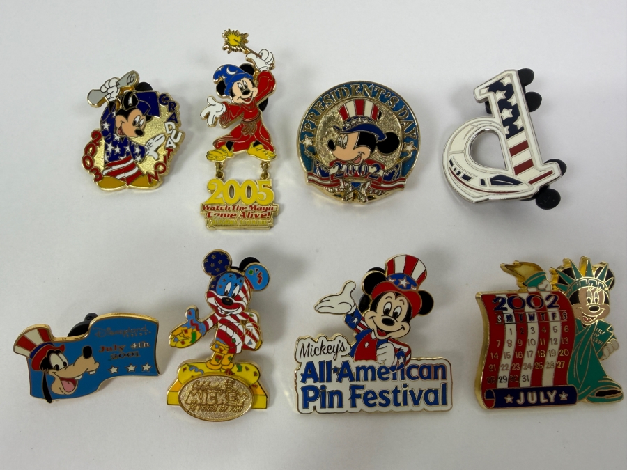 Disney Parks Limited Edition Americana Pin Set - Graduation Mickey 2002, Sorcerer Mickey 2005, President’s Day 2002, Monorail D Logo & Mickey’s All-American Pin Festival [Photo 2]