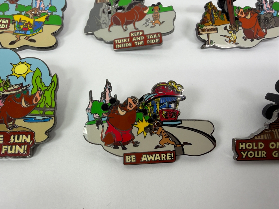 Disney Parks Wild About Safety Timon & Pumbaa Pin Set - 2003-2004 Educational Collection Featuring Character Safety Tips [Photo 3]