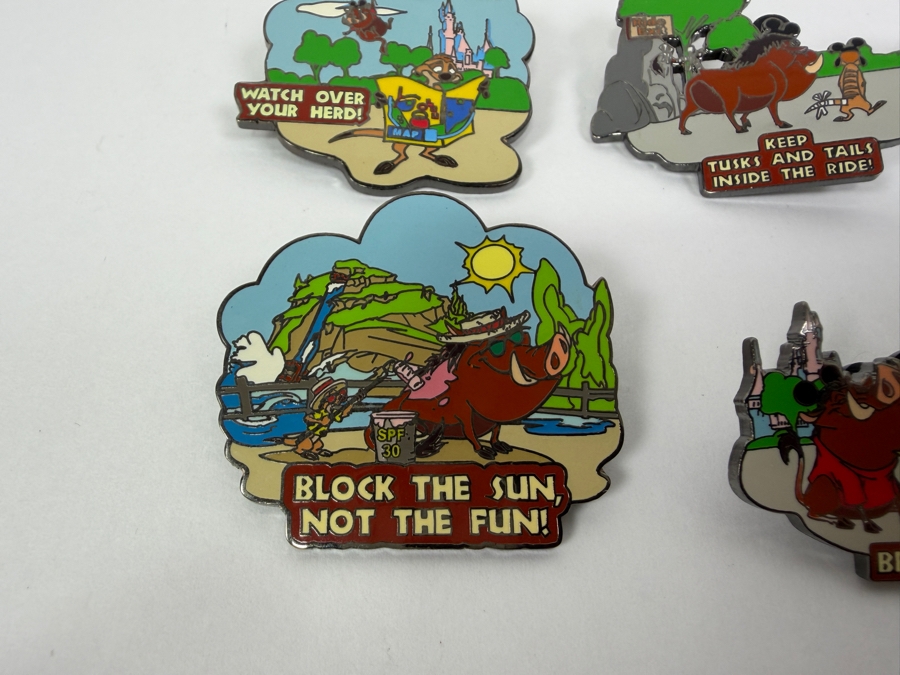 Disney Parks Wild About Safety Timon & Pumbaa Pin Set - 2003-2004 Educational Collection Featuring Character Safety Tips [Photo 2]