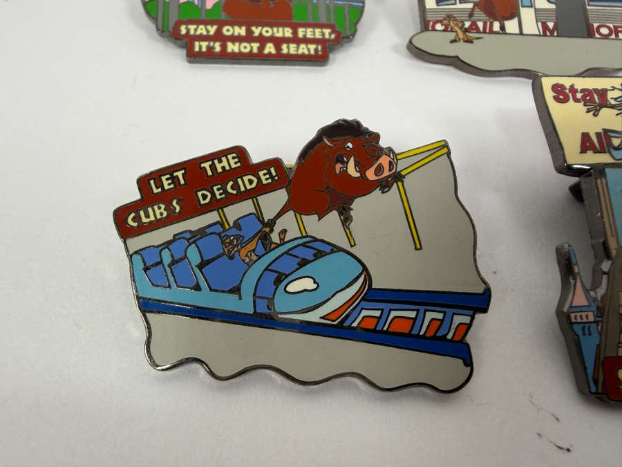 Disney Parks Wild About Safety Timon & Pumbaa Pin Set - 2003-2004 Educational Collection Featuring Character Safety Tips [Photo 2]