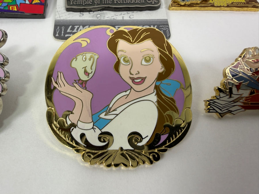 Disney Parks Limited Edition Pin Set - Toy Story Christmas 2002, Indiana Jones 25th Anniversary, Pirates Stitch Jail, Small World Ariel 2021, Belle Little Friends & Mr. Toad Writing In Ledger [Photo 6]