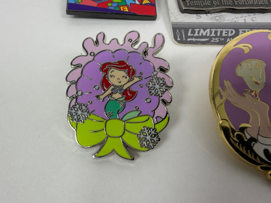 Disney Parks Limited Edition Pin Set - Toy Story Christmas 2002, Indiana Jones 25th Anniversary, Pirates Stitch Jail, Small World Ariel 2021, Belle Little Friends & Mr. Toad Writing In Ledger [Photo 7]