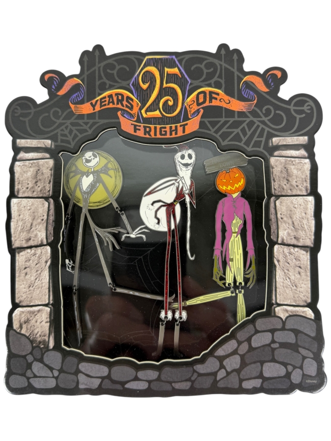 Disney Parks The Nightmare Before Christmas 25 Years Of Fright Jack Skellington 3-Pin Boxed Set - Limited Edition 1,500 Retails $65 