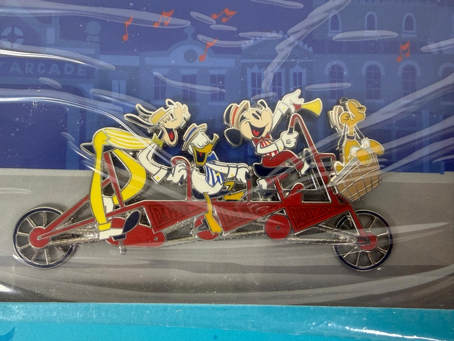 Disney D23 Expo 2019 Dapper Dan Tandem Bicycle Jumbo Pin - Limited Edition 500 - Mickey, Donald, Goofy & Pluto In Main Street USA Boxed Collection Retails $50 [Photo 2]