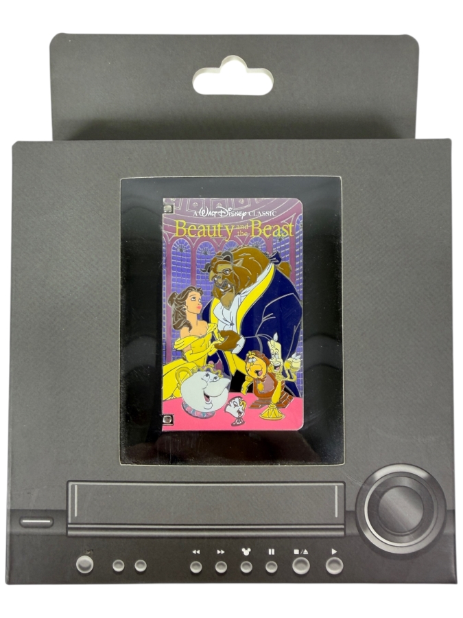 Disney Parks DLR Quarterly VHS Series Beauty And The Beast Limited Edition 1500 Hinged Jumbo Pin Retails $35