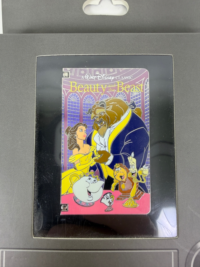 Disney Parks DLR Quarterly VHS Series Beauty And The Beast Limited Edition 1500 Hinged Jumbo Pin Retails $35 [Photo 2]