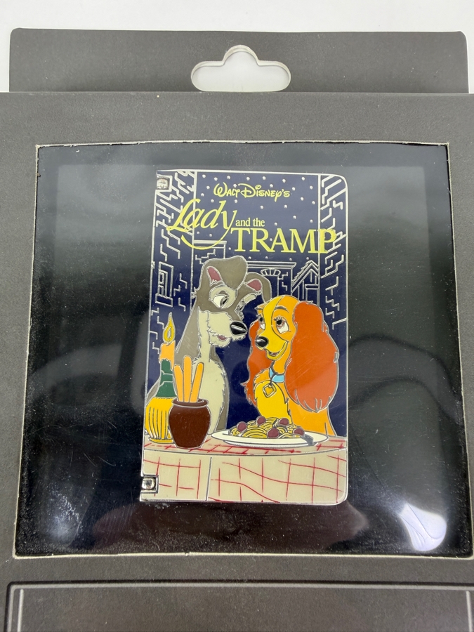 Walt Disney's Lady And The Tramp VHS Tape Cover Style Collectible Enamel Pin In Original Packaging [Photo 2]