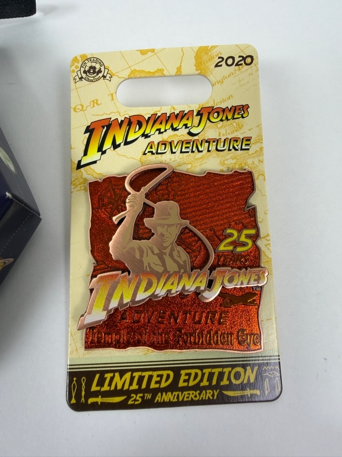 Disney Parks 2021 Space Mountain Glow In The Dark Ornament Pin And Indiana Jones Adventure 25th Anniversary Limited Edition Pin [Photo 2]