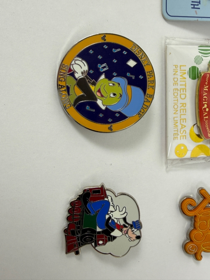 Assorted Collection Of Six Authentic Disney Pins Including Disneyland 65th Anniversary Mr. Toad, 2017 Christmas Mickey Mouse, Toy Story Jessie, And Character Train Conductors [Photo 5]