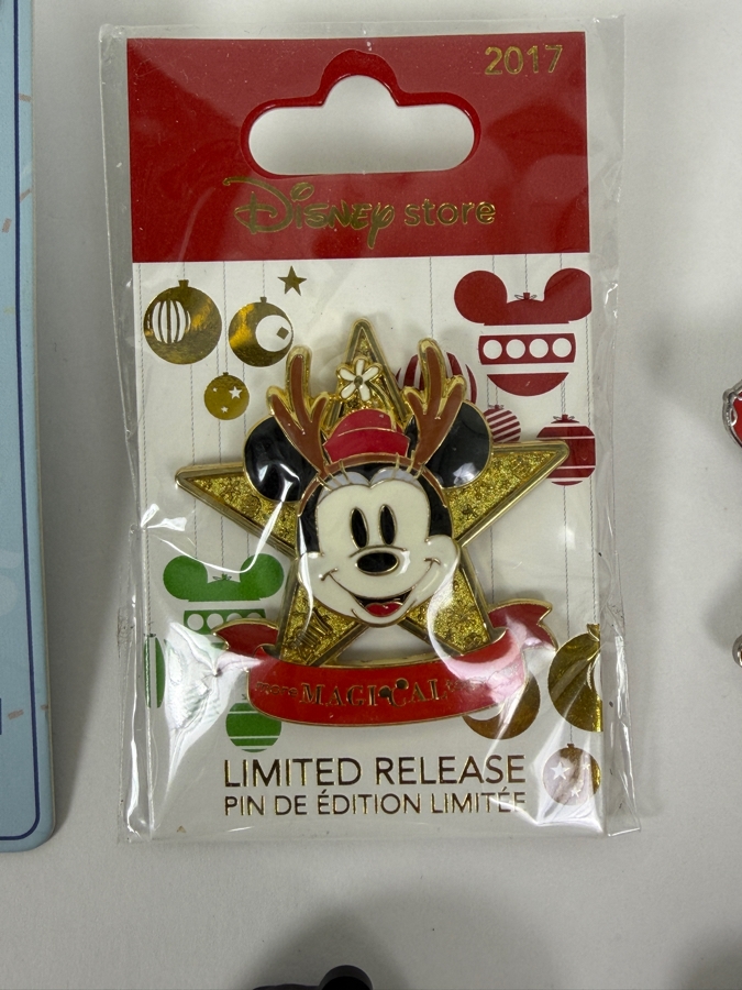 Assorted Collection Of Six Authentic Disney Pins Including Disneyland 65th Anniversary Mr. Toad, 2017 Christmas Mickey Mouse, Toy Story Jessie, And Character Train Conductors [Photo 2]