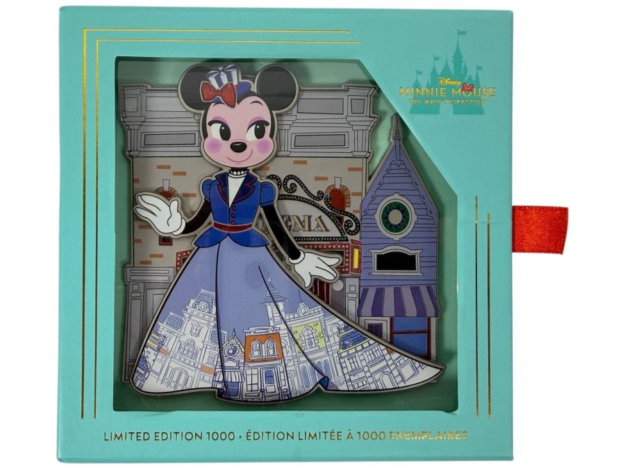 Disney Minnie Mouse The Main Attraction Main Street U.S.A. Jumbo Limited Edition 1000 Enamel Pin In Original Display Box