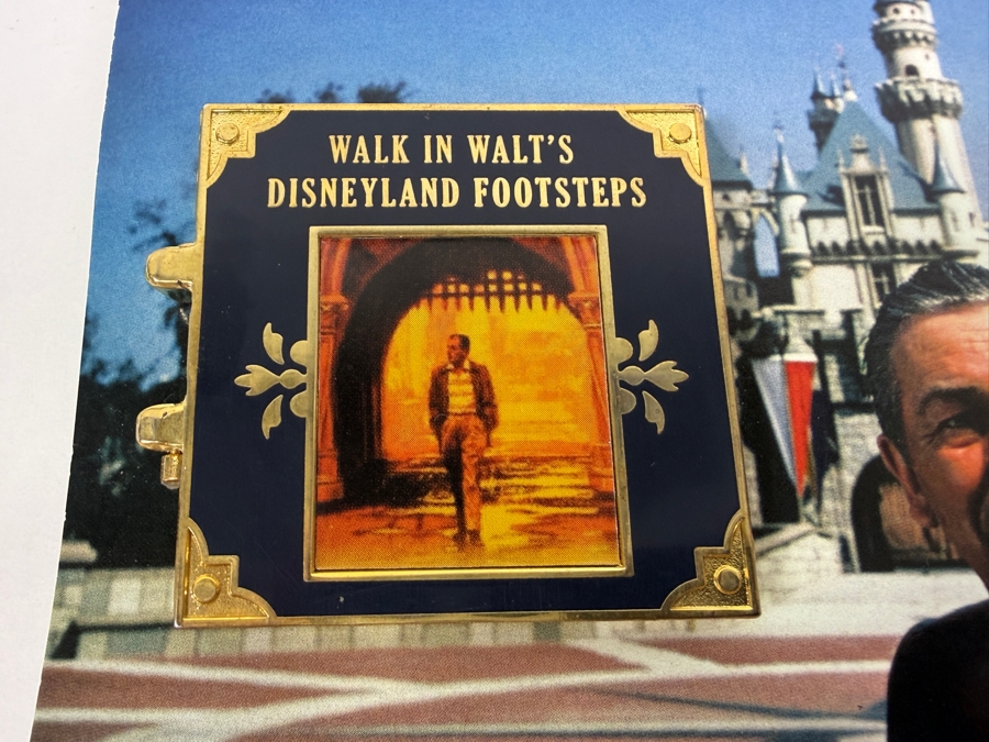 Walk In Walt's Disneyland Footsteps Guided Tour Commemorative Hinged Pin And Postcard Set [Photo 2]