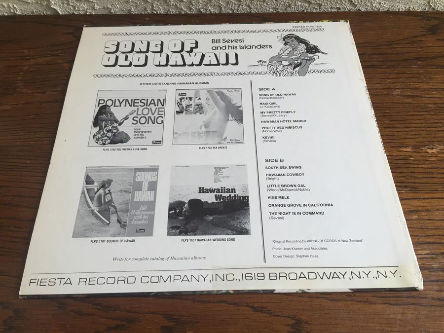 Bill Sevesi - Song Of Old Hawaii - Fiesta - FLPS 1800 [Photo 2]